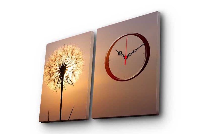 Canvasmålning Dekorativ med Klocka 2 Delar - Flerfärgad - Väggklocka & väggur