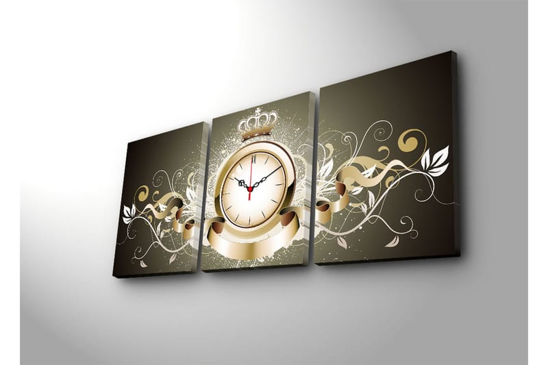 Canvasmålning Dekorativ med Klocka 3 Delar - Flerfärgad - Väggklocka & väggur