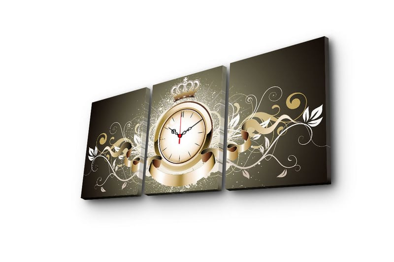 Canvasmålning Dekorativ med Klocka 3 Delar - Flerfärgad - Väggklocka & väggur