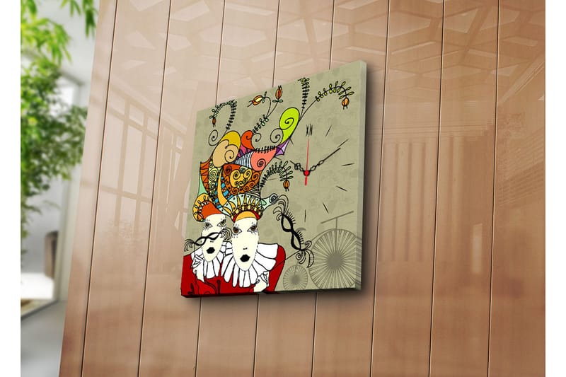 Canvasmålning Dekorativ med Klocka - Flerfärgad - Väggklocka & väggur