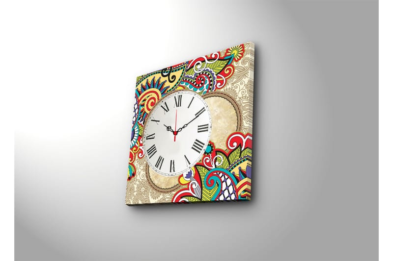 Canvasmålning Dekorativ med Klocka - Flerfärgad - Väggklocka & väggur