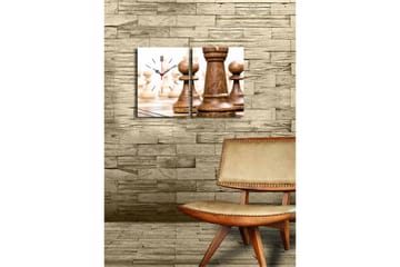 Dekorativ Canvasmålning med Klocka 2 Delar - Flerfärgad - Inredning - Väggdekor - Väggklocka & väggur