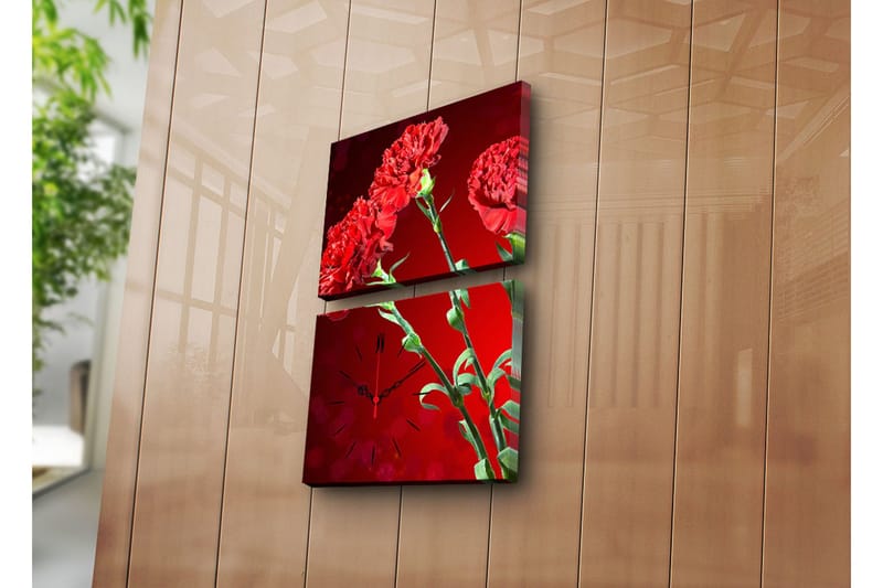 Dekorativ Canvasmålning med Klocka 2 Delar, Flerfärgad