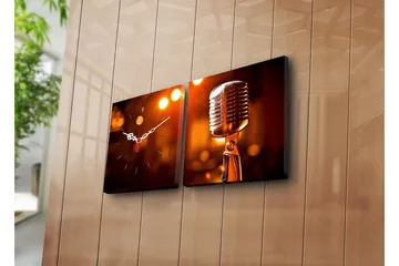 Dekorativ Canvasmålning med Klocka 2 Delar - Flerfärgad - Inredning - Väggdekor - Väggklocka & väggur