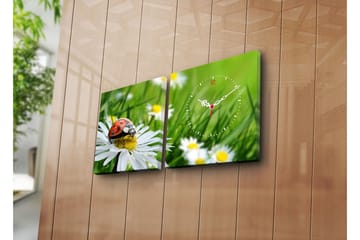 Dekorativ Canvasmålning med Klocka 2 Delar - Flerfärgad - Inredning - Väggdekor - Väggklocka & väggur