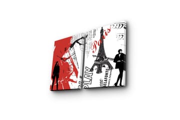 Dekorativ Canvasmålning med Klocka 2 Delar - Flerfärgad - Inredning - Väggdekor - Väggklocka & väggur