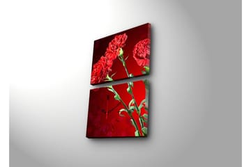 Dekorativ Canvasmålning med Klocka 2 Delar - Flerfärgad - Inredning - Väggdekor - Väggklocka & väggur