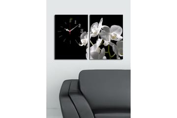 Dekorativ Canvasmålning med Klocka 2 Delar - Flerfärgad - Inredning - Väggdekor - Väggklocka & väggur