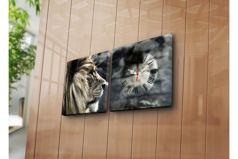 Dekorativ Canvasmålning med Klocka 2 Delar, Flerfärgad