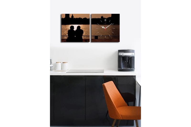 Dekorativ Canvasmålning med Klocka 2 Delar - Flerfärgad - Inredning - Väggdekor - Väggklocka & väggur