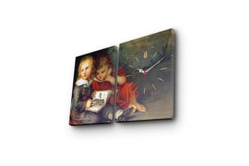 Dekorativ Canvasmålning med Klocka 2 Delar - Flerfärgad - Inredning - Väggdekor - Väggklocka & väggur