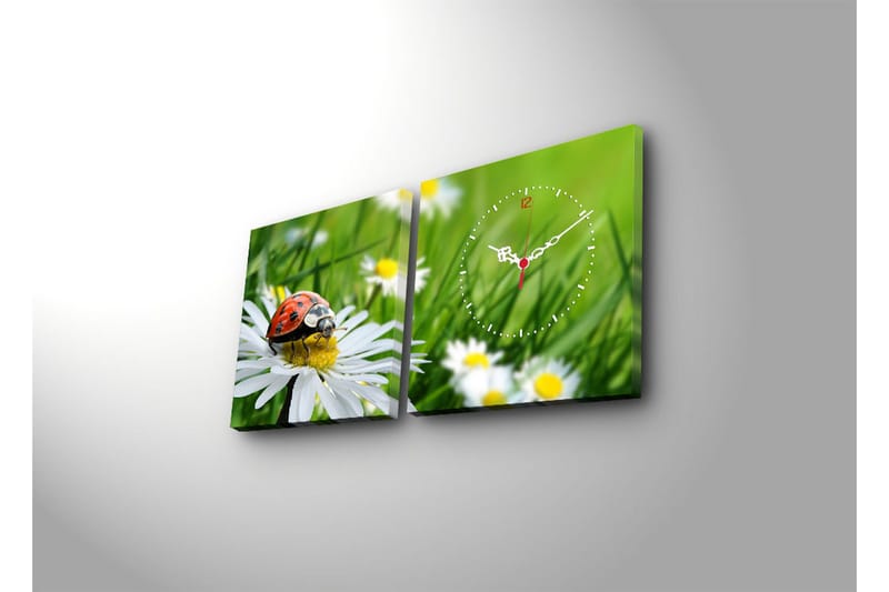 Dekorativ Canvasmålning med Klocka 2 Delar - Flerfärgad - Inredning - Väggdekor - Väggklocka & väggur