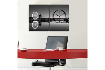 Dekorativ Canvasmålning med Klocka 2 Delar - Flerfärgad - Inredning - Väggdekor - Väggklocka & väggur