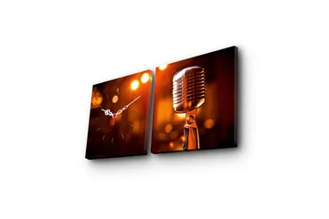 Dekorativ Canvasmålning med Klocka 2 Delar - Flerfärgad - Inredning - Väggdekor - Väggklocka & väggur