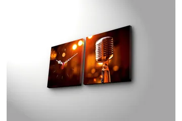 Dekorativ Canvasmålning med Klocka 2 Delar - Flerfärgad - Inredning - Väggdekor - Väggklocka & väggur