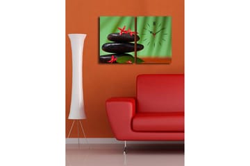 Dekorativ Canvasmålning med Klocka 2 Delar - Flerfärgad - Inredning - Väggdekor - Väggklocka & väggur