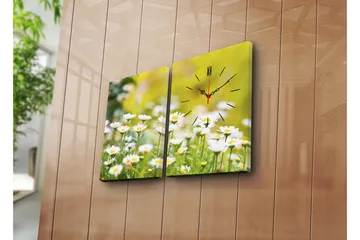 Dekorativ Canvasmålning med Klocka 2 Delar - Flerfärgad - Inredning - Väggdekor - Väggklocka & väggur