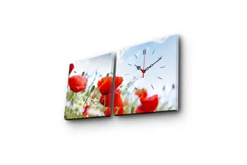 Dekorativ Canvasmålning med Klocka 2 Delar - Flerfärgad - Inredning - Väggdekor - Väggklocka & väggur