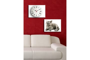 Dekorativ Canvasmålning med Klocka 2 Delar - Flerfärgad - Inredning - Väggdekor - Väggklocka & väggur