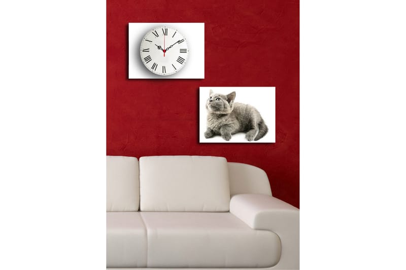 Dekorativ Canvasmålning med Klocka 2 Delar - Flerfärgad - Inredning - Väggdekor - Väggklocka & väggur