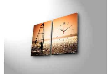 Dekorativ Canvasmålning med Klocka 2 Delar - Flerfärgad - Inredning - Väggdekor - Väggklocka & väggur