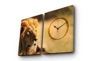 Dekorativ Canvasmålning med Klocka 2 Delar - Flerfärgad - Inredning - Väggdekor - Väggklocka & väggur