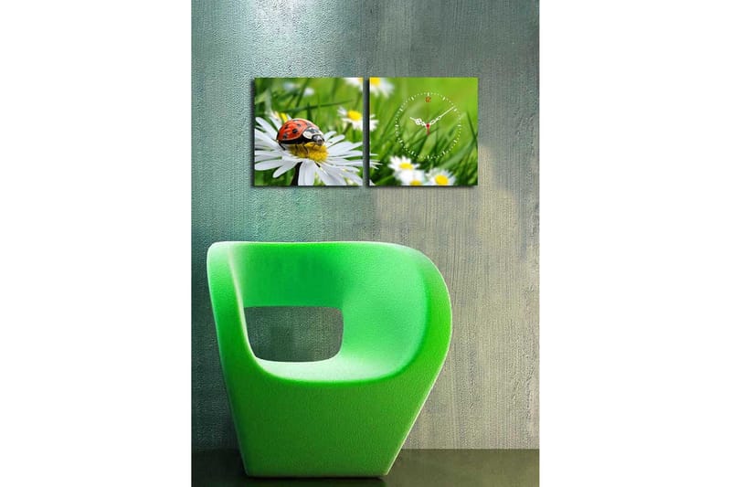 Dekorativ Canvasmålning med Klocka 2 Delar - Flerfärgad - Inredning - Väggdekor - Väggklocka & väggur