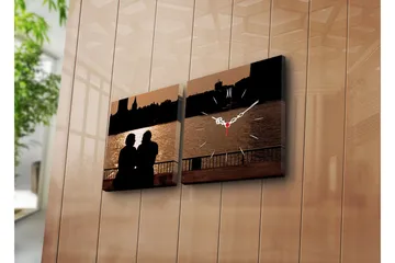 Dekorativ Canvasmålning med Klocka 2 Delar - Flerfärgad - Inredning - Väggdekor - Väggklocka & väggur