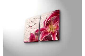 Dekorativ Canvasmålning med Klocka 2 Delar - Flerfärgad - Inredning - Väggdekor - Väggklocka & väggur