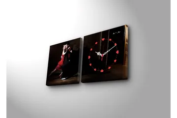 Dekorativ Canvasmålning med Klocka 2 Delar - Flerfärgad - Inredning - Väggdekor - Väggklocka & väggur