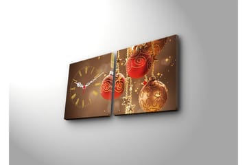 Dekorativ Canvasmålning med Klocka 2 Delar - Flerfärgad - Inredning - Väggdekor - Väggklocka & väggur