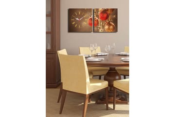 Dekorativ Canvasmålning med Klocka 2 Delar - Flerfärgad - Inredning - Väggdekor - Väggklocka & väggur