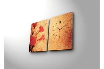 Dekorativ Canvasmålning med Klocka 2 Delar - Flerfärgad - Inredning - Väggdekor - Väggklocka & väggur