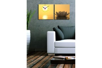 Dekorativ Canvasmålning med Klocka 2 Delar - Flerfärgad - Inredning - Väggdekor - Väggklocka & väggur