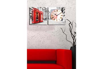 Dekorativ Canvasmålning med Klocka 2 Delar - Flerfärgad - Inredning - Väggdekor - Väggklocka & väggur