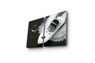 Dekorativ Canvasmålning med Klocka 2 Delar - Flerfärgad - Inredning - Väggdekor - Väggklocka & väggur