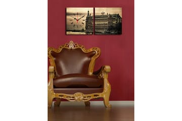 Dekorativ Canvasmålning med Klocka 2 Delar - Flerfärgad - Inredning - Väggdekor - Väggklocka & väggur