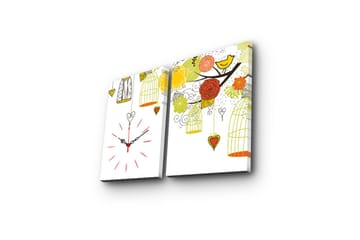 Dekorativ Canvasmålning med Klocka 2 Delar - Flerfärgad - Inredning - Väggdekor - Väggklocka & väggur