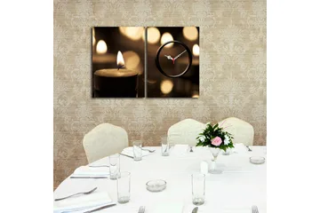 Dekorativ Canvasmålning med Klocka 2 Delar - Flerfärgad - Inredning - Väggdekor - Väggklocka & väggur