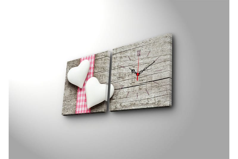 Dekorativ Canvasmålning med Klocka 2 Delar - Flerfärgad - Inredning - Väggdekor - Väggklocka & väggur