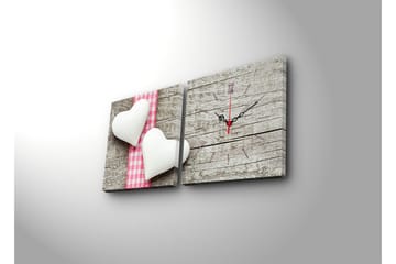 Dekorativ Canvasmålning med Klocka 2 Delar - Flerfärgad - Inredning - Väggdekor - Väggklocka & väggur