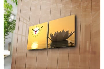 Dekorativ Canvasmålning med Klocka 2 Delar - Flerfärgad - Inredning - Väggdekor - Väggklocka & väggur