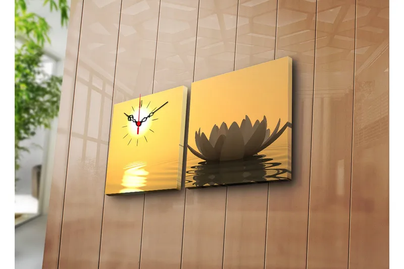 Dekorativ Canvasmålning med Klocka 2 Delar, Flerfärgad