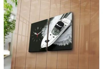 Dekorativ Canvasmålning med Klocka 2 Delar - Flerfärgad - Inredning - Väggdekor - Väggklocka & väggur