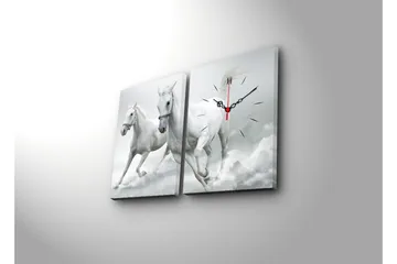 Dekorativ Canvasmålning med Klocka 2 Delar - Flerfärgad - Inredning - Väggdekor - Väggklocka & väggur