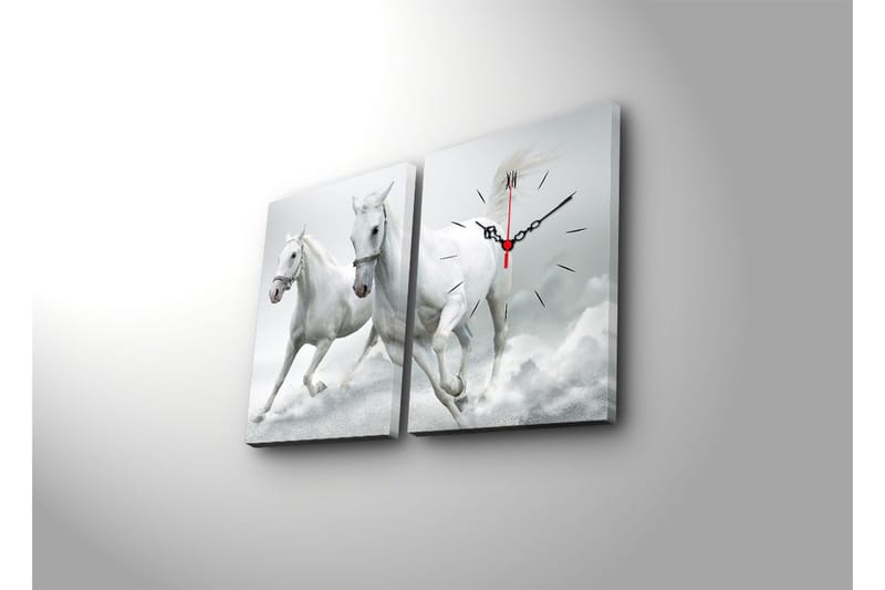 Dekorativ Canvasmålning med Klocka 2 Delar - Flerfärgad - Inredning - Väggdekor - Väggklocka & väggur