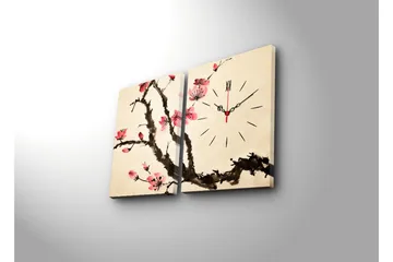 Dekorativ Canvasmålning med Klocka 2 Delar - Flerfärgad - Inredning - Väggdekor - Väggklocka & väggur