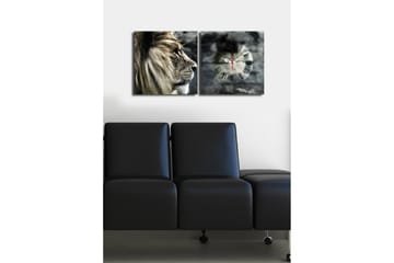 Dekorativ Canvasmålning med Klocka 2 Delar - Flerfärgad - Inredning - Väggdekor - Väggklocka & väggur