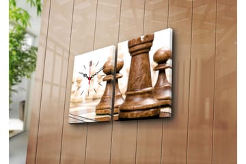 Dekorativ Canvasmålning med Klocka 2 Delar - Flerfärgad - Inredning - Väggdekor - Väggklocka & väggur