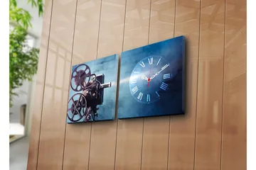 Dekorativ Canvasmålning med Klocka 2 Delar - Flerfärgad - Inredning - Väggdekor - Väggklocka & väggur